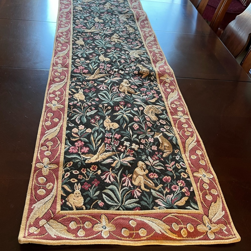 CSJ Creations De France Tapisserie Table Runner Medieval Millefleurs Tapestry - Picture 9 of 17